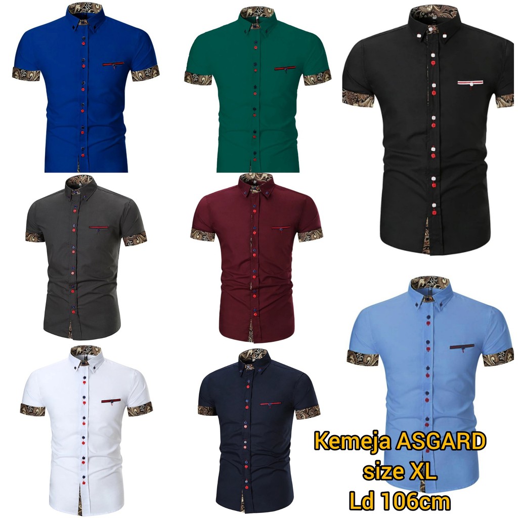 KEMEJA SLIM FIT ASGARD/KEMEJA KOMBINASI BATIK/KEMEJA LENGAN PENDEK