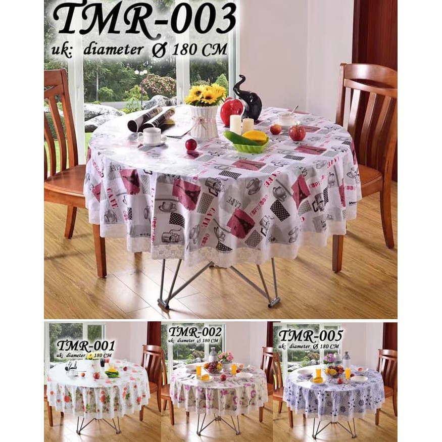 GENARIS TAPLAK MEJA BUNDAR TAPLAK MEJA MAKAN BULAT BUNDAR ROUND RENDA 152CM ANTI AIR
