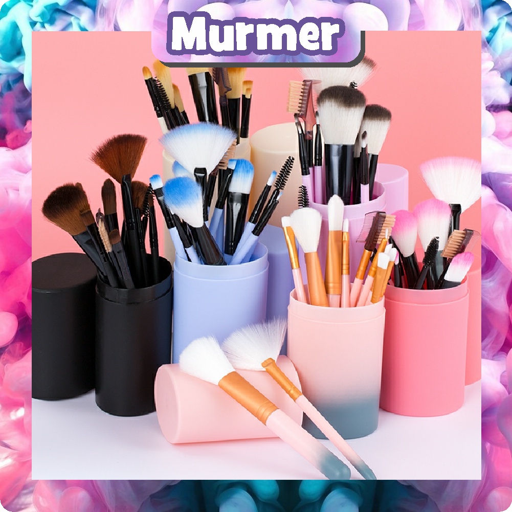 MurmerOfficial R034 Brush Set Tube Kuas Rias 12 Pcs Kuas Make Up Foundation Brush Free Tabung Love