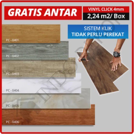 Lantai Vinyl Motif kayu SPC 4MM CLICK SYSTEM Tanpa Perekat