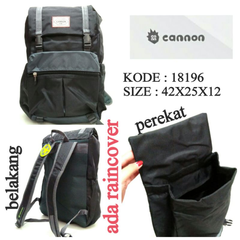 TAS RANSEL SEKOLAH ANAK COWOK TERBARU CANNON 18196 WARNA HITAM ADA RAINCOVER TERBARU DAN TERMURAH