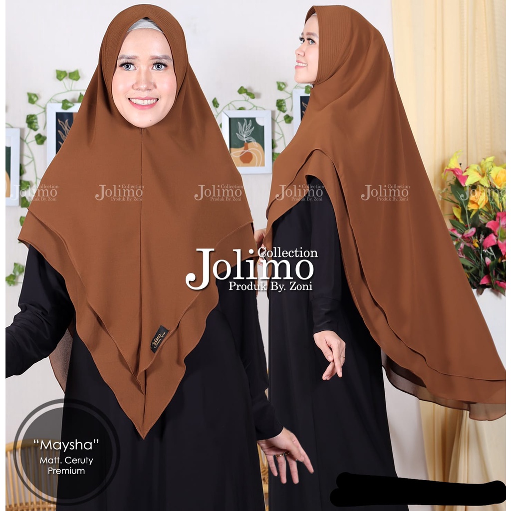 Khimar Syari Jumbo Ceruti 2 Layer Premium Pet Antem Maysha | Jilbab Syari Elegan Terbaru