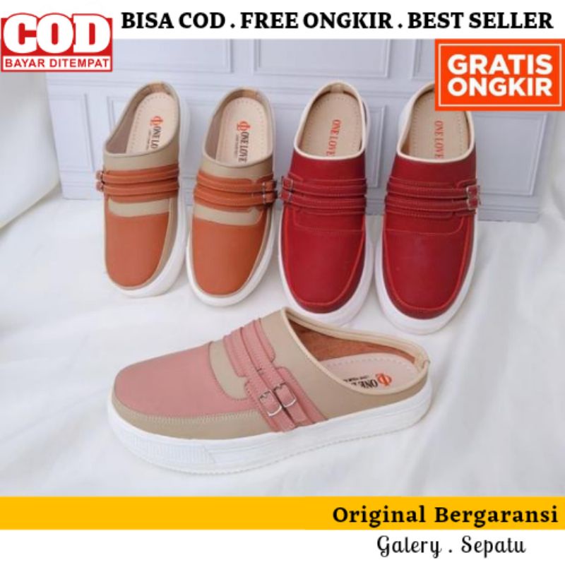 One Love Sepatu Wedges Bustong Wanita Terbaru One Love Original BrandedSepatu Casual Wanita Hak Ting