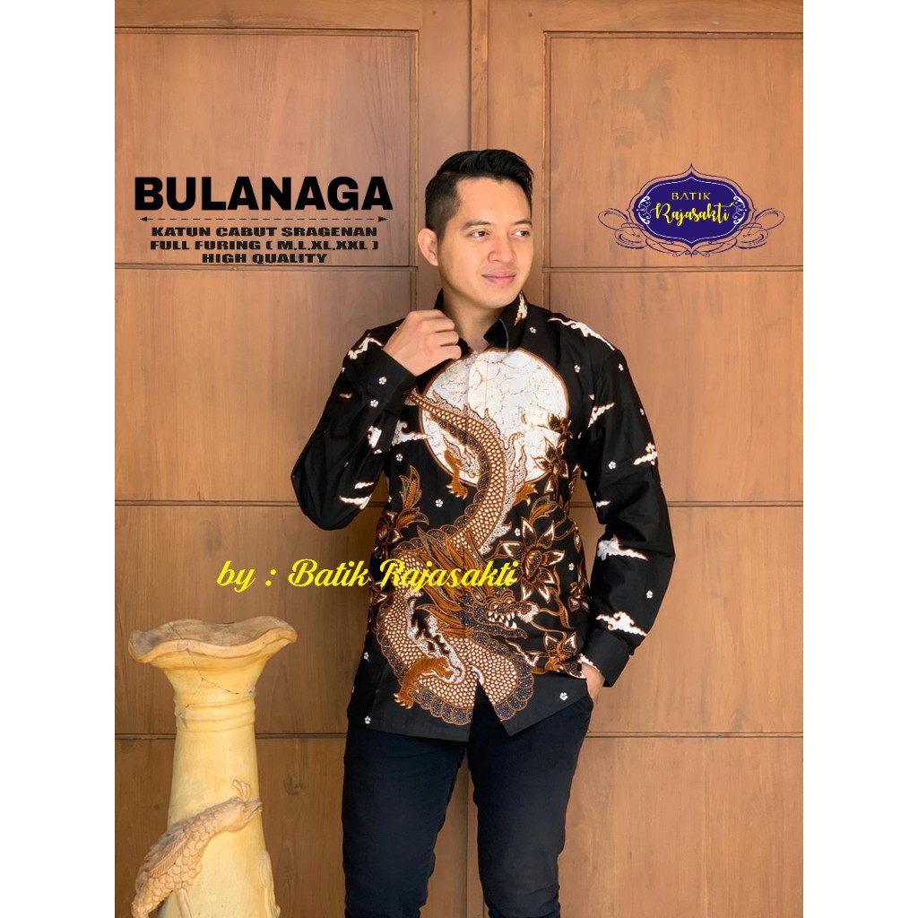 BULANAGA Kemeja Batik Pria Lengan Panjang Katun Halus FULL FURING Rajasakti