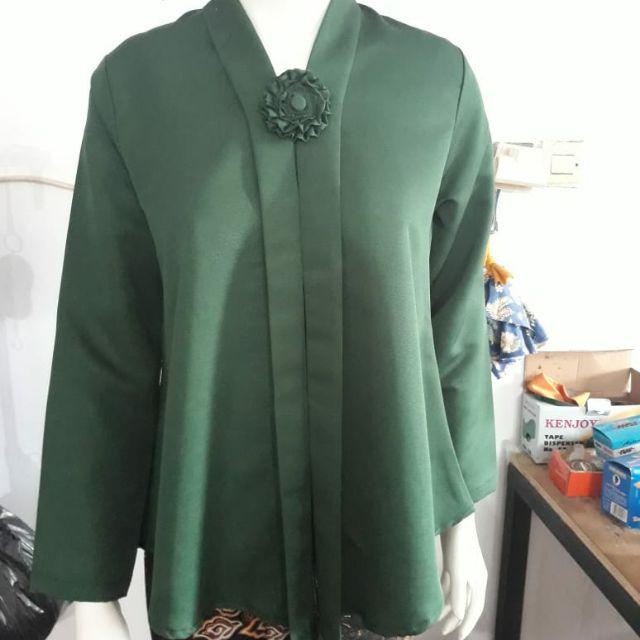 (P92/100) Kebaya floy TANGAN PANJANG kutubaru std-jumbo busui kartini KeroncongBusana (PJG)-Hijau Botol