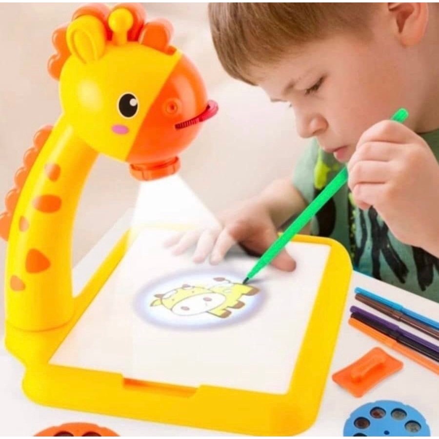 PROMO COD Mainan Edukasi Anak Peremuan Laki-laki  Edukasi Belajar Meja Gambar Proyektor Jerapah Giraffe Projector Table-Kado anak Belajar Menggambar Manulis Umur 3 4 5 6 Tahun