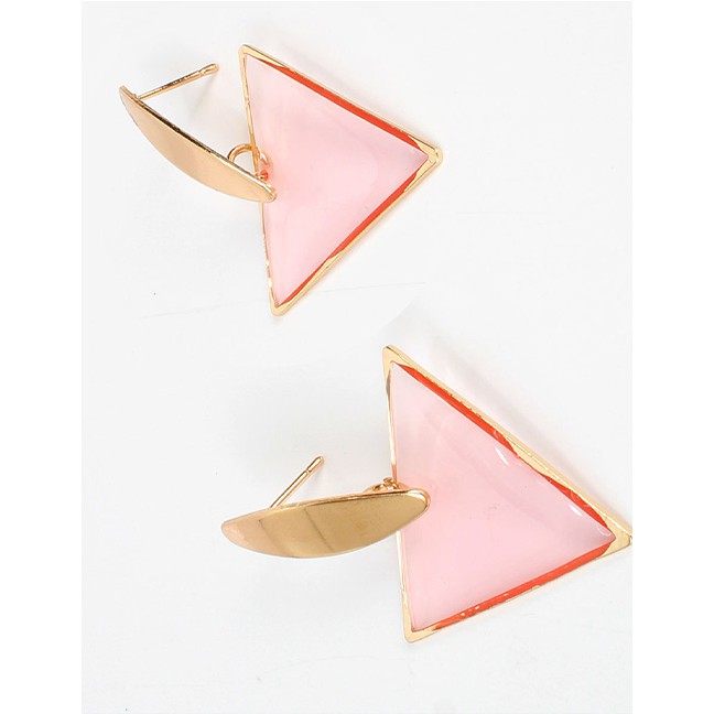 LRC Anting Tusuk Fashion Geometric Triangle Acrylic Earrings F96771