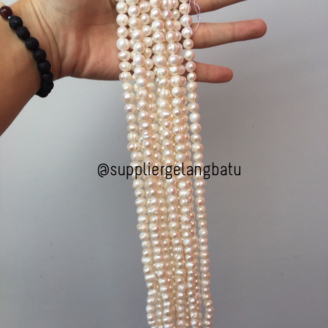 Bahan Aksesoris Mutiara Air Tawar Barok / Baroque 6 x 10mm Bulat pearl aksesoris gelang kalung