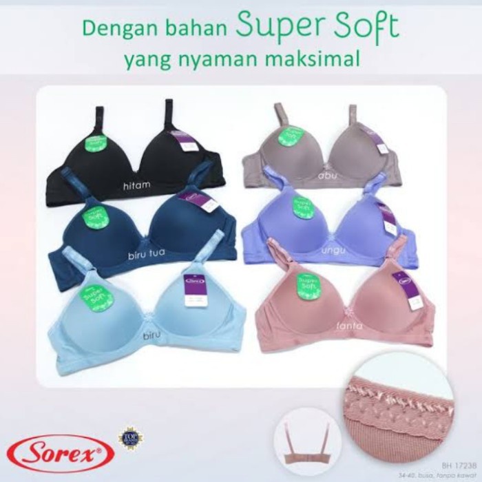 BH sorex busa tipis tanpa kawat 17238 / Bra sorex /CUP A-B super soft busa sedang