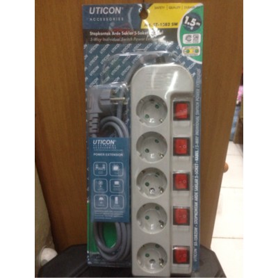 uticon stop kontak 5 lubang dengan saklar