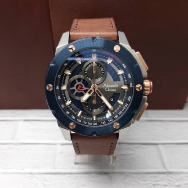 JAM TANGAN ALEXANDRE CHRISTIE PRIA 6549 BLUE SILVER ORIGINAL
