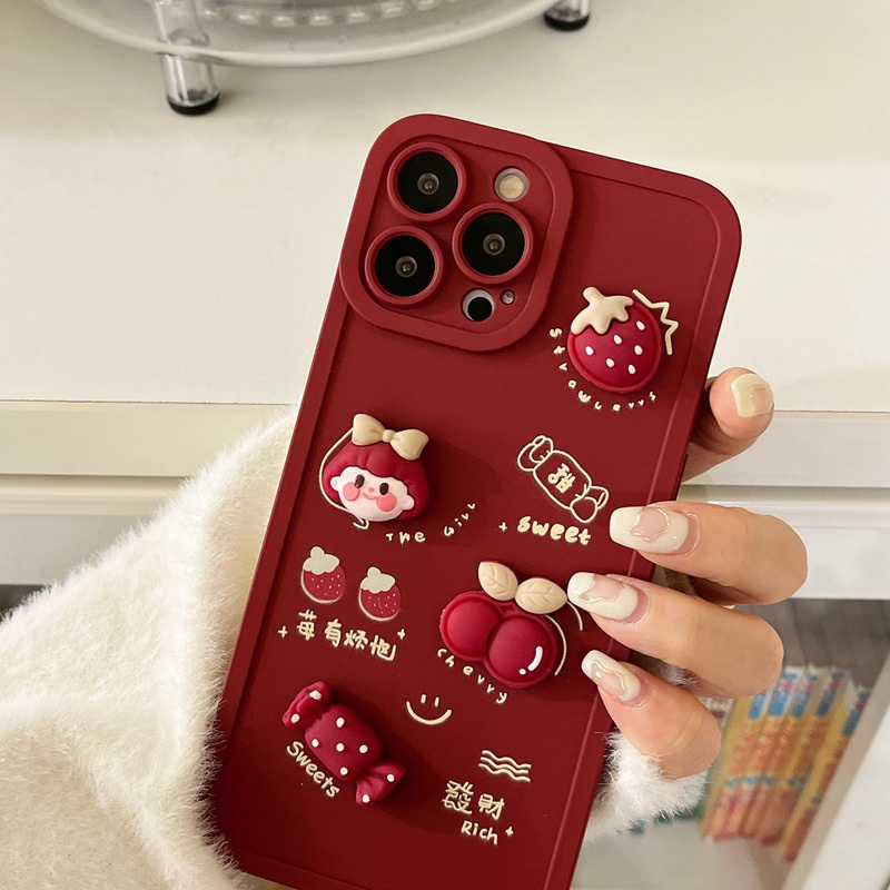 Lovely！Red Candy Girl Soft Case OPPO A53 A33 A31 A9 A5 2020 A3S Realme C1 A52 A92 F11 Reno 5 6 A7 A5S A12 A11K A15 A15S A35 Casing VIVO V15 V20 Pro Y20 Y20S Y20i Y12S Y50 Y30 Y30i Y11 Y12 Y15 Y17 Y12i Y19 S1 V9 Y93 Y91C Xiaomi Redmi Note 7 8 Pro iP iPhone