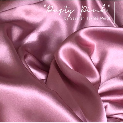 1/2 meter Kain Satin Silk Maxmara/ Sateen Sutra PREMIUM luxury-Dusty pink