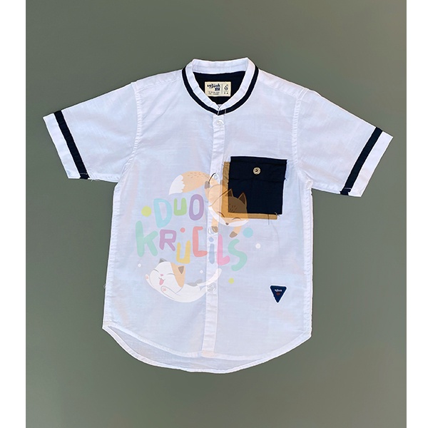 Kemeja Anak Laki-laki Bahan Katun Kerah Tegak Kemeja Koko | DUO KRUCILS