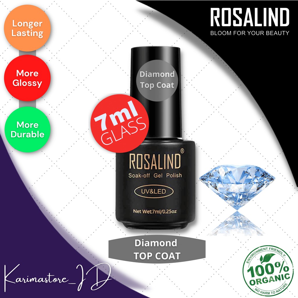 ROSALIND Base Coat dan Top Coat Nail Gel UV LED / Kutek / Cat Kuku/ kutek bening/Primer/Dehidrator