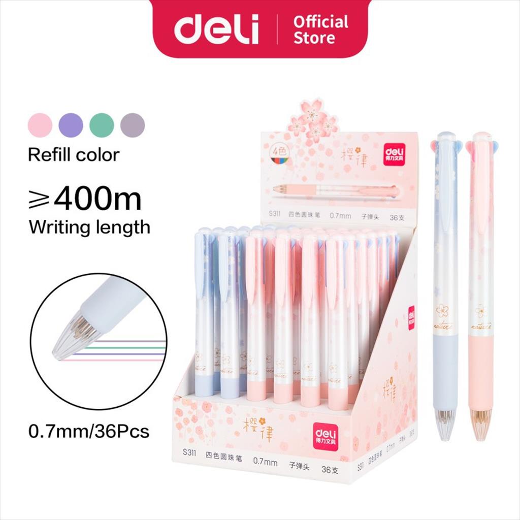 

Pulpen Gel Deli 4 Warna Retractable 0.7mm - S311 (Pcs)