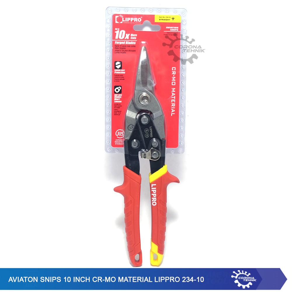 Aviaton Snips 10 Inch Straight Cr-Mo Material Lippro 234-10