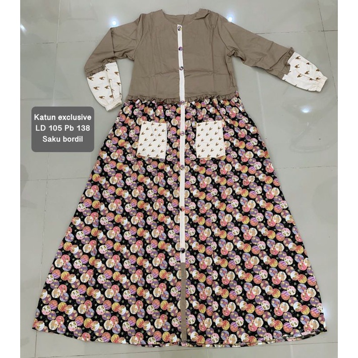 Gamis Inayah Replika Dannis Terbaru Bahan Katun HQ Gamis Remaja Wanita Simpel Terbaru