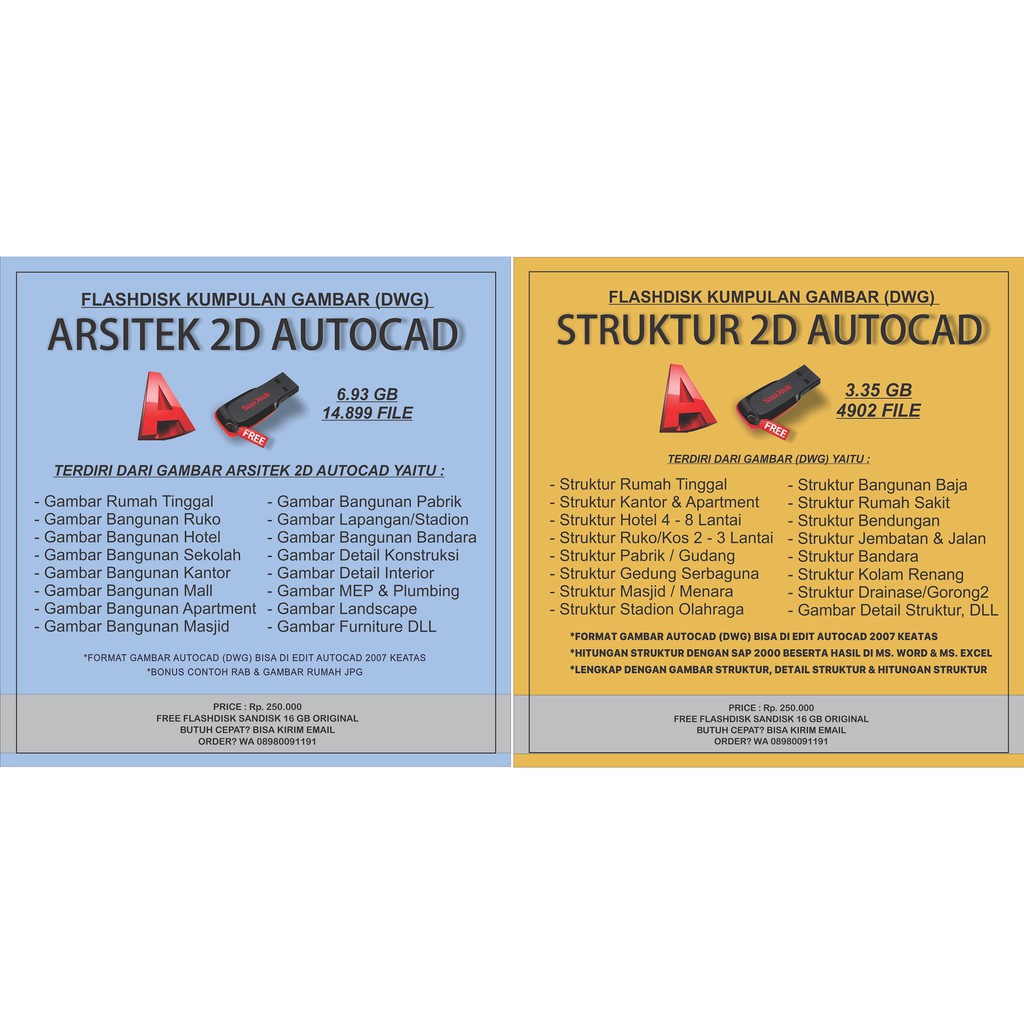 Paket Fd Arsitektur Struktur Autocad Dwg Shopee Indonesia