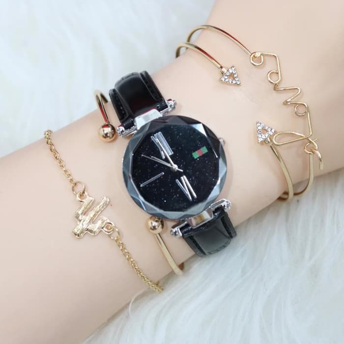 GUCCI KULIT + 4 GELANG (ADA 3 WARNA) - I BLACK