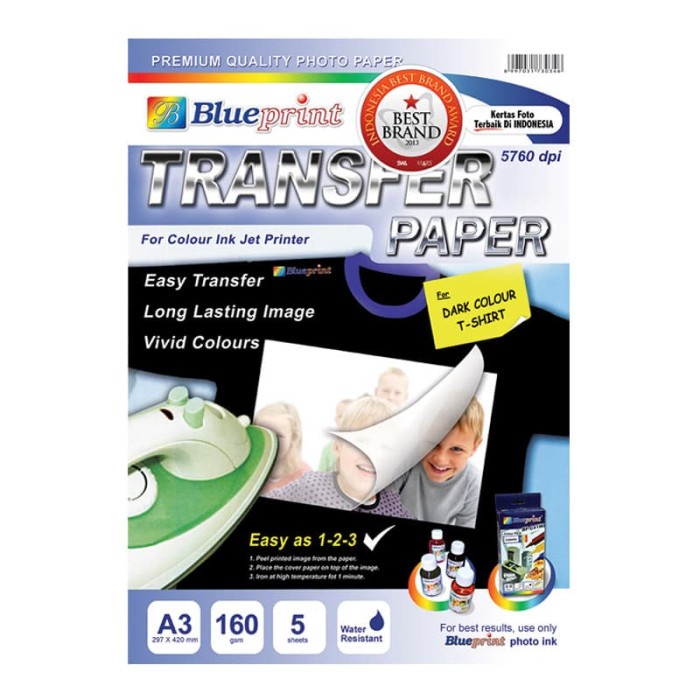 

Blueprint BP-TKA3160 Transfer Paper Dark A3 1Pack isi 5 Lembar