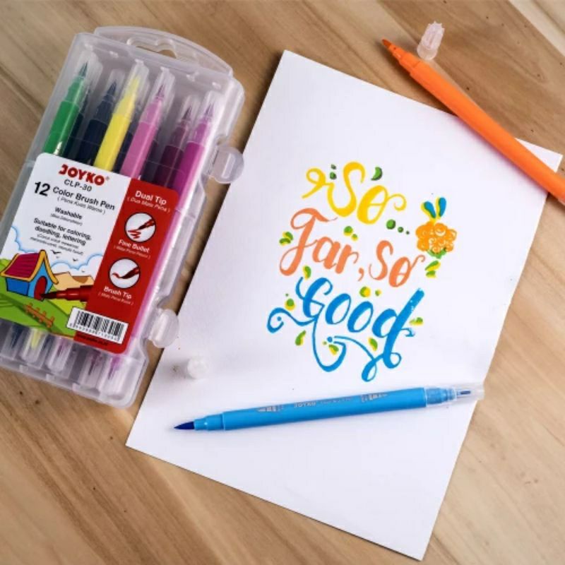 

COLOR BRUSH PEN SET (12WARNA/PCS) DOUBLE TIP ~JOYKO CLP-30