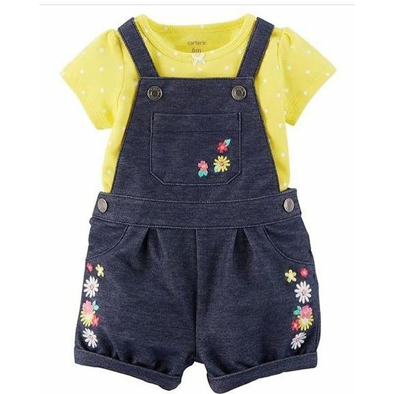 Baju Kodok Bayi Carters Denim+tshirt yellow