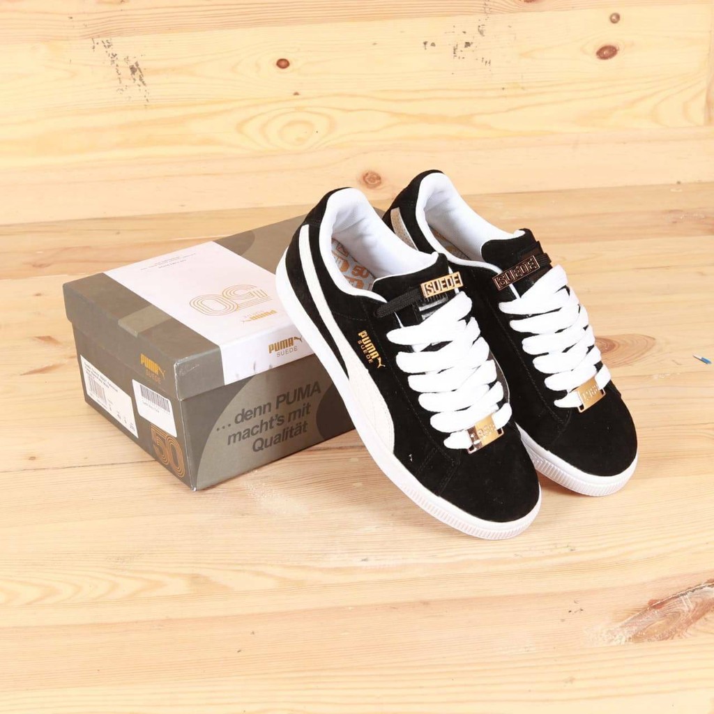 PF-PUMA SUADE BLACK WHITE SEPATU PUMA KASUAL SNEAKERS PRIA