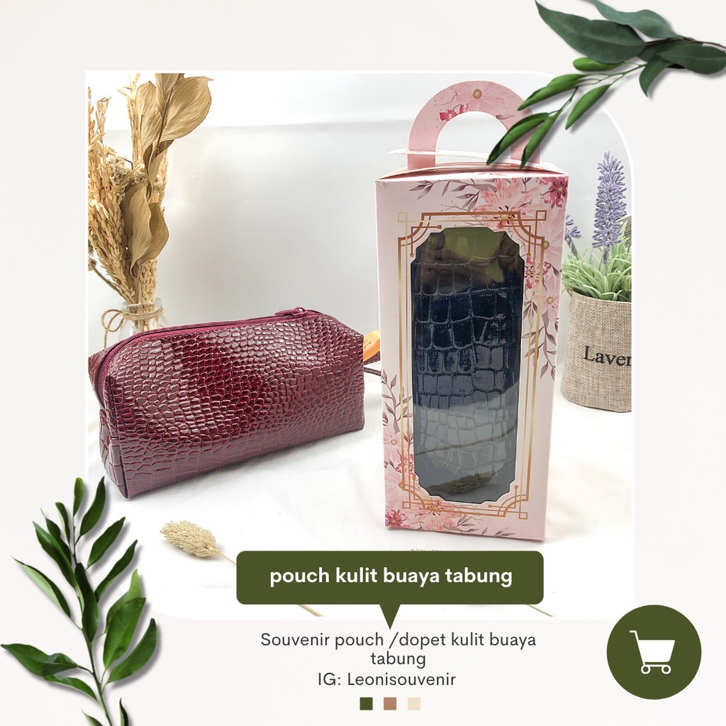 Souvenir Pouch/dompet kulit buaya tabung