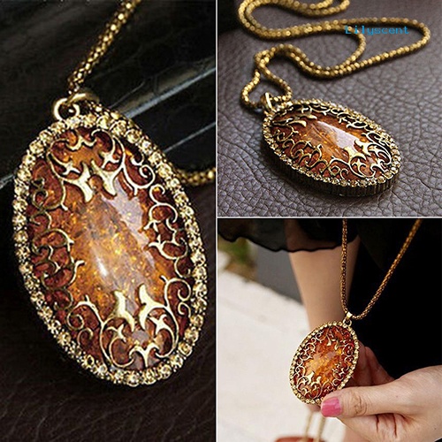 Kalung Rantai Panjang Liontin Model Hollow Gaya Vintage Untuk Wanita