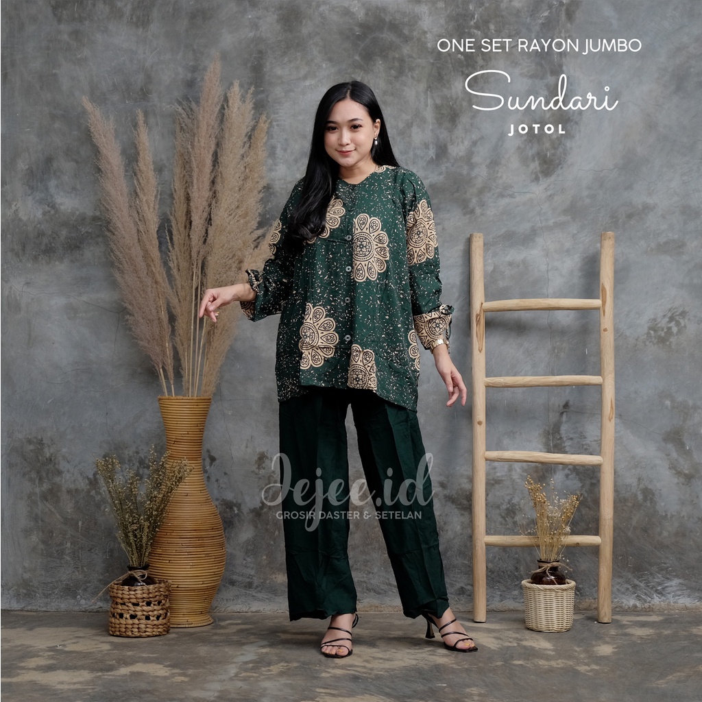 SETELAN RAYON JUMBO LD 120 CM BIG SIZE SUNDARI SET PIYAMA TIE DYE LENGAN PANJANG KANCING