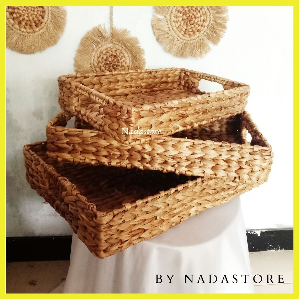 Storage Baskets for Organizing, Decorative Wicker Baskets . Tray Anyaman Enceng gondok