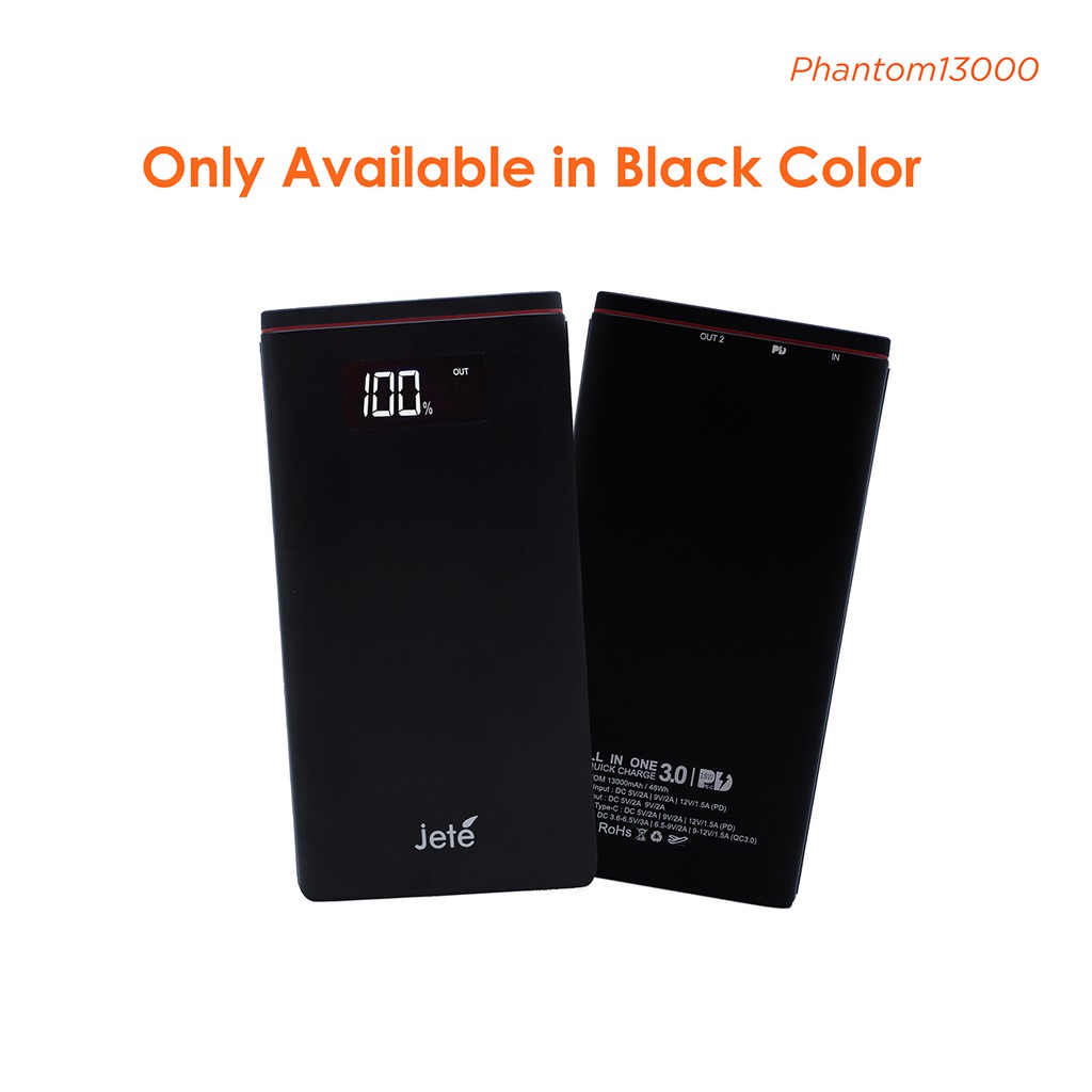 Powerbank 13000 MaH QC 3.0 with PD - JETE Phantom- Garansi Resmi 2 Tahun