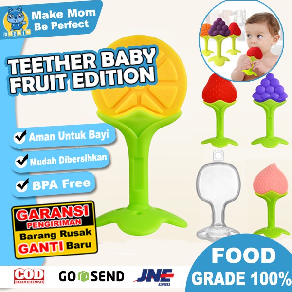 Gigitan Bayi Teether Bentuk Buah | Teether Baby Fruit | Mainan Gigitan Bayi Silicone | Ruzain Mall