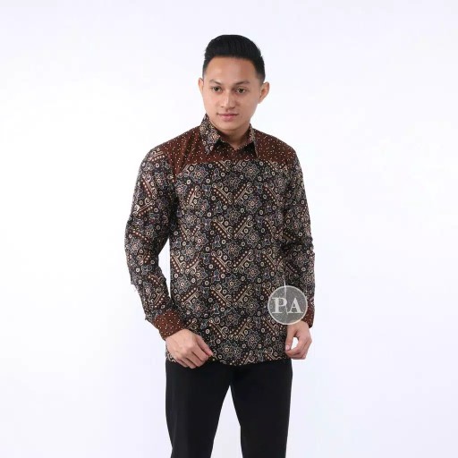 Pagar Batik Hrb026 Kenongo Kemeja Tosca Pendek Pekalongan Padi M L Xl Sogan Tulis Halus Kemeja Batik