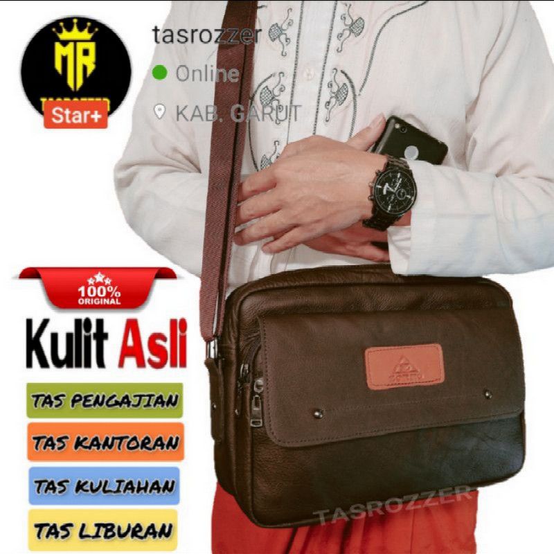 Tas kitab kulit asli garut muat kitab besar