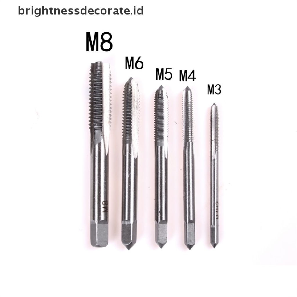 5pcs / Set Alat Tapping Tangan Lurus Flute M3 M4 M5 M6 M8 3mm - 8mm