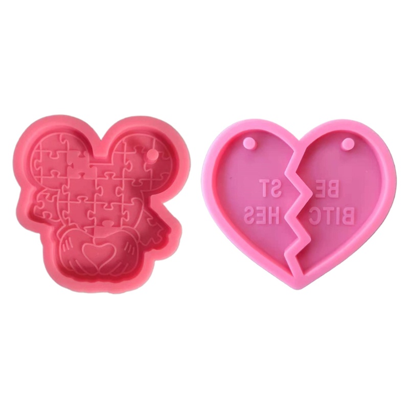 SIY  Key Chain Epoxy Resin Mold Handmade Love Heart Shape Keychain Casting Silicone Mould DIY Crafts Making Tool