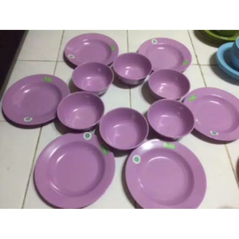 PIRING & MANGKOK MELAMIN UNGU UK 10INCH 1LUSIN (12PCS)