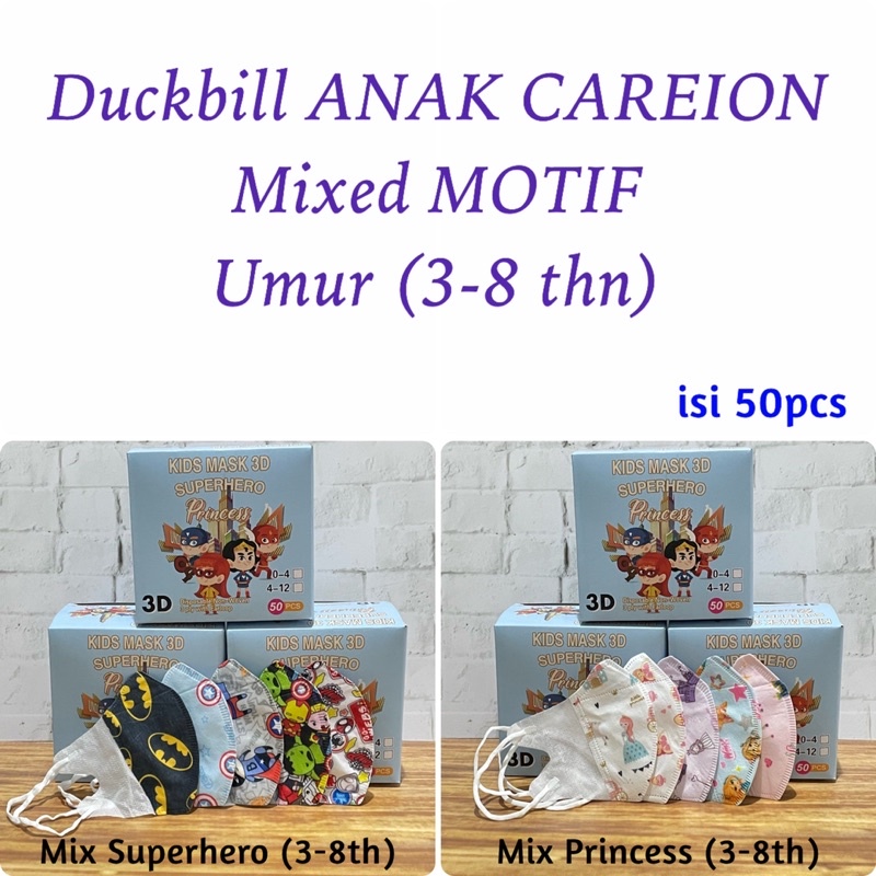 Masker DUCKBILL ANAK 3ply Kids Motif isi 50pcs Murah