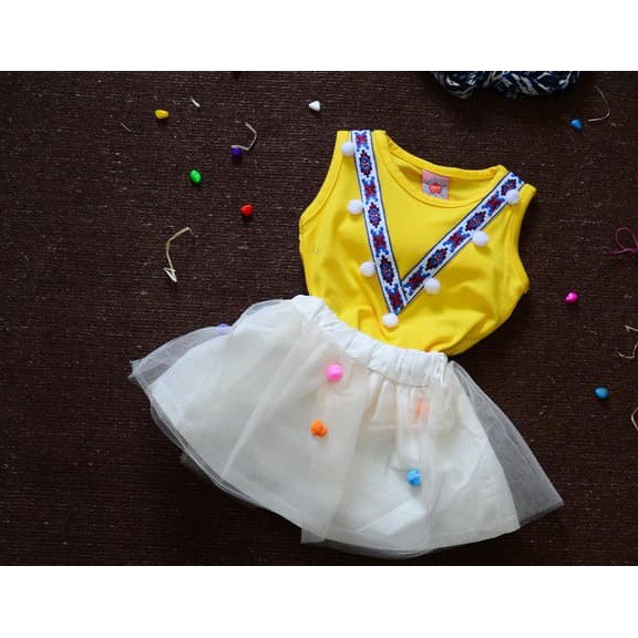 SETELAN ROK ANAK BAYI NEWBORN PEREMPUAN 0 1 2 3 BULAN KUNING PUTIH