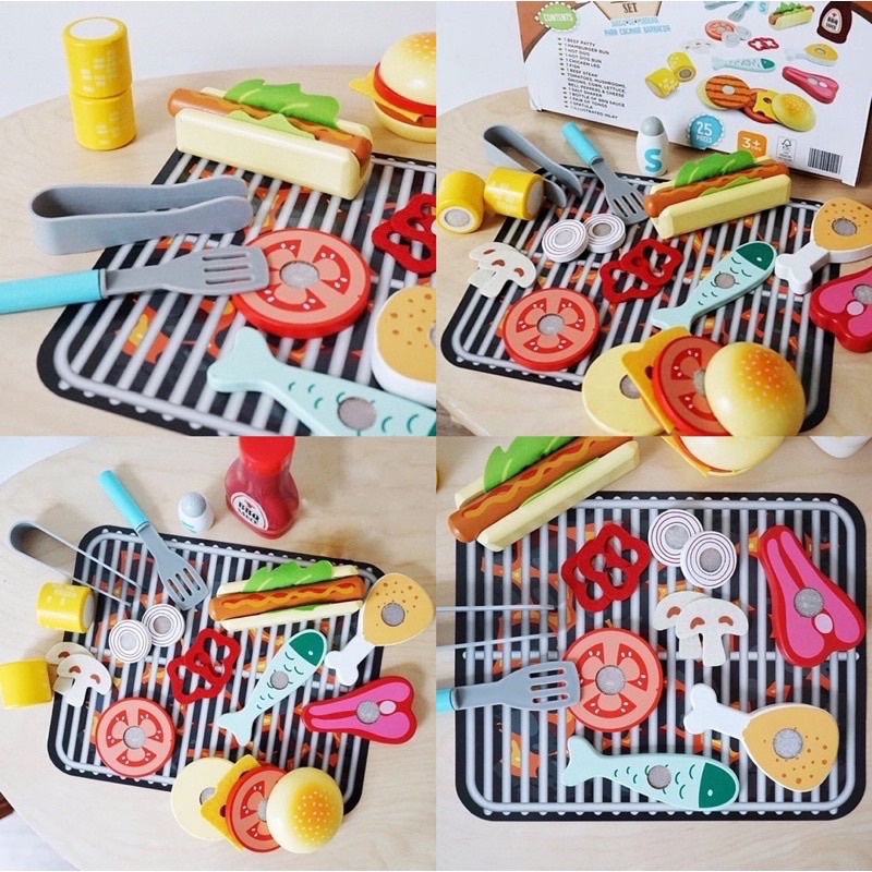 wooden food bbq salad sandwich pretend plays kitchen accessories plays