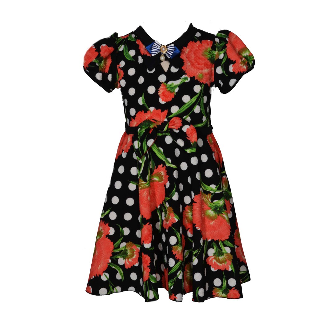 Dress Casual Anak Perempuan Waffel Printing Premium Import