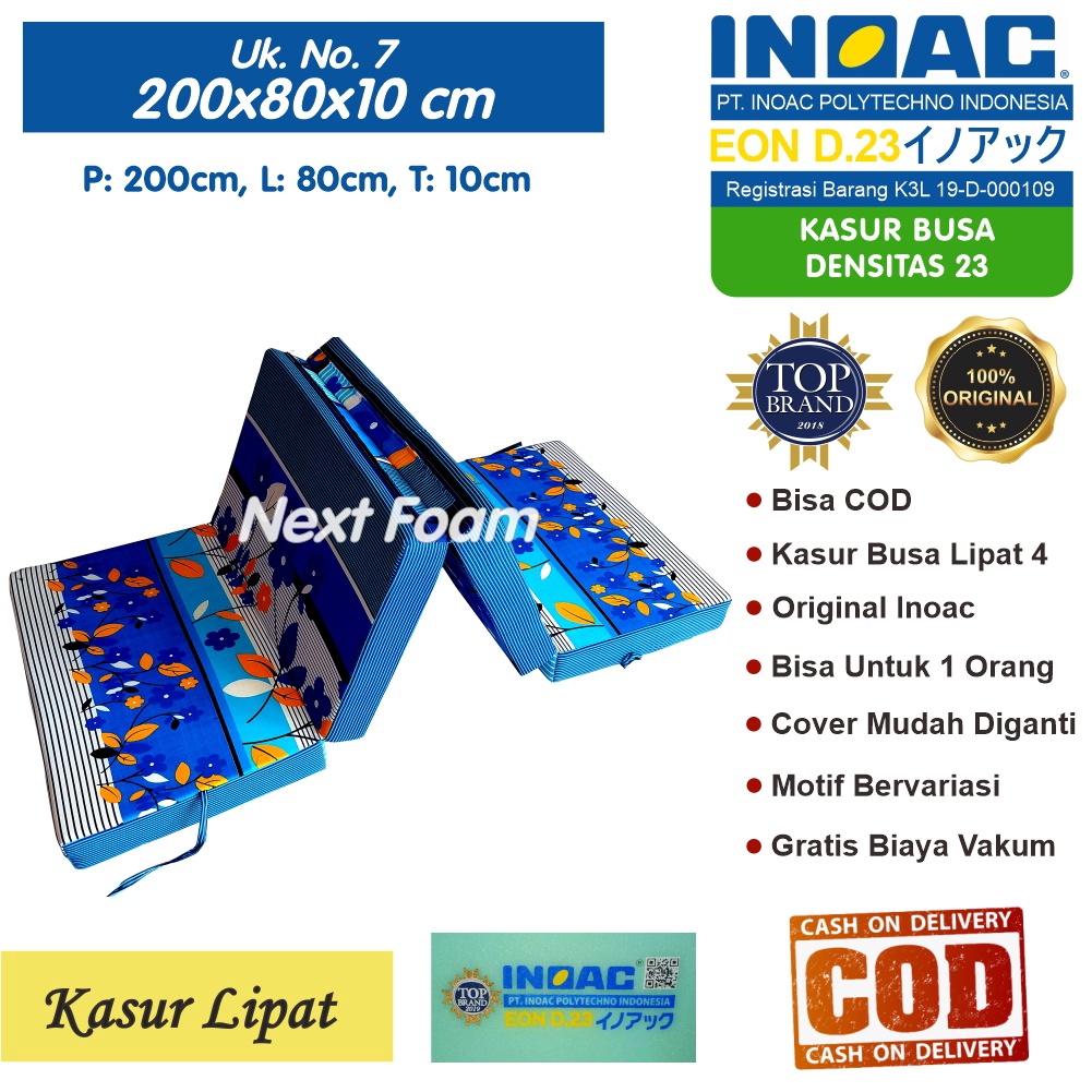 Kasur Busa Lipat Inoac Ukuran No 7 200x80x10 cm Tebal 10 cm EON D23 ORIGINAL INOAC Asli