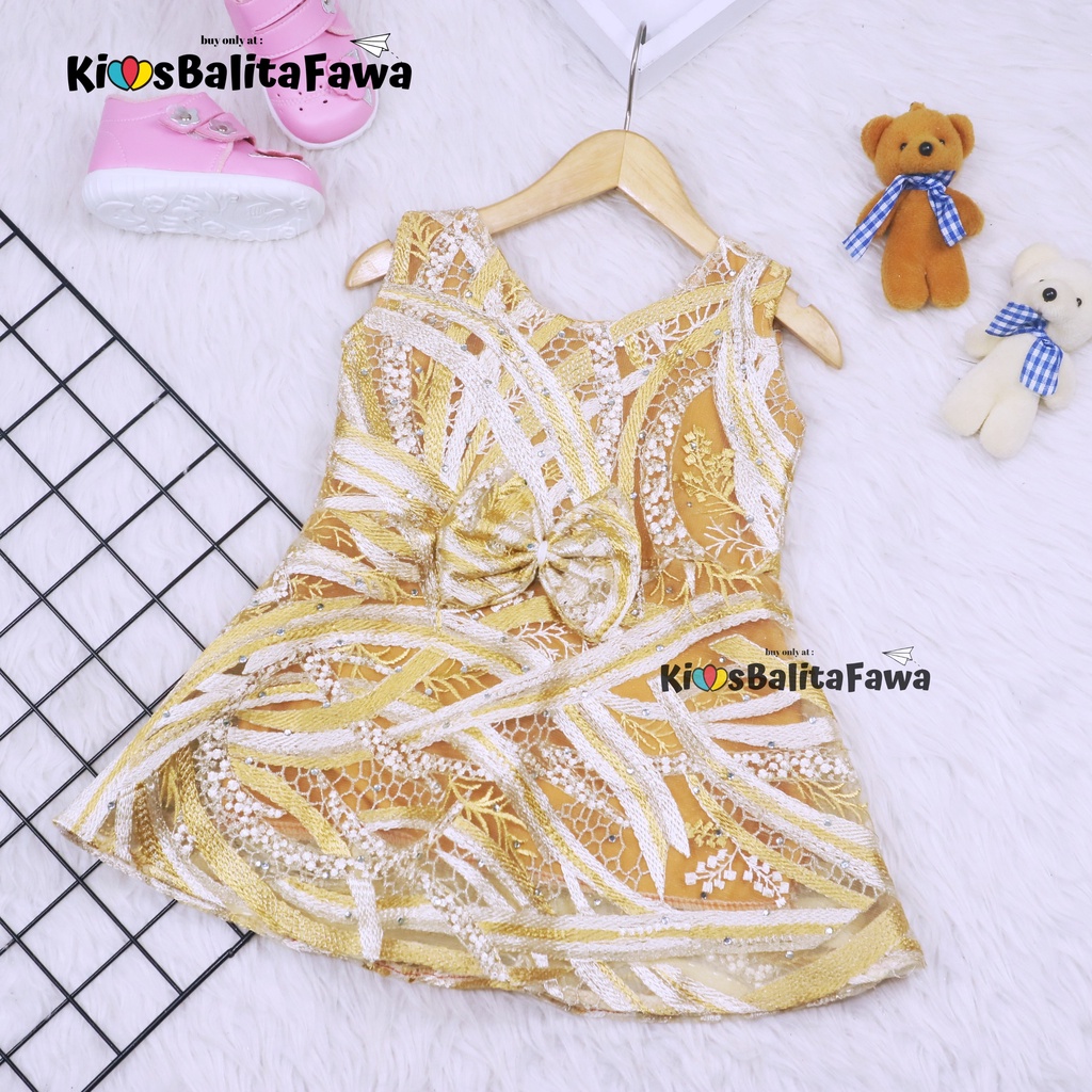 Dress Keira Uk Bayi 0-6 Bulan / Gaun Brukat Kensi Dress Pesta Kondangan Anak Perempuan Baju Baby Impo