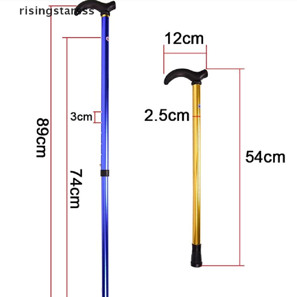 Rsid Span-new Adjustable Walking Stick 2bagian Stabil Anti-Selip Kruk Orang Tua Hiking Cane