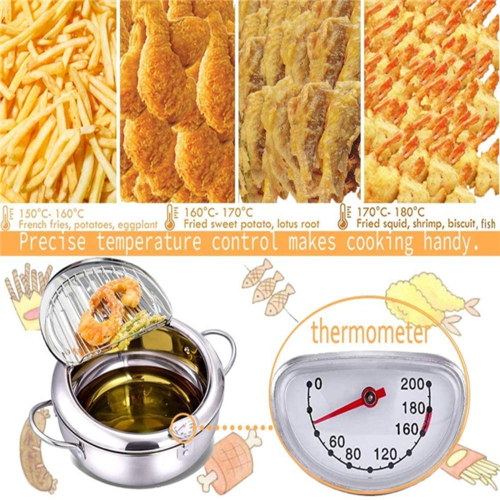 Preva 20/24CM Panci Deep Frying Jepang Dengan Tutup Cookware with Thermometer Tempura Dapur