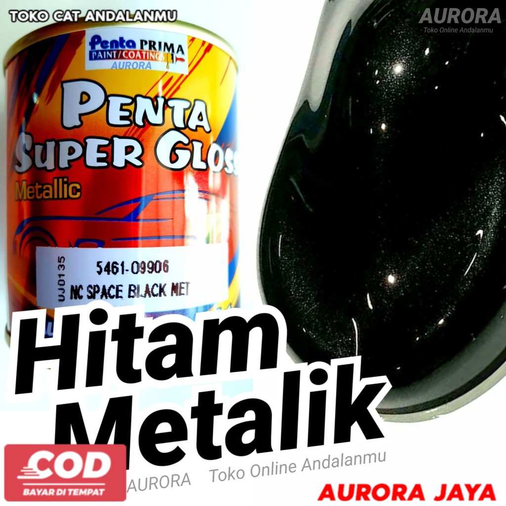 Cat Hitam Metalik Penta Super Gloss NC Space Black Metalic Cat Mobil Motor Sepeda Glos Kasar 200gram