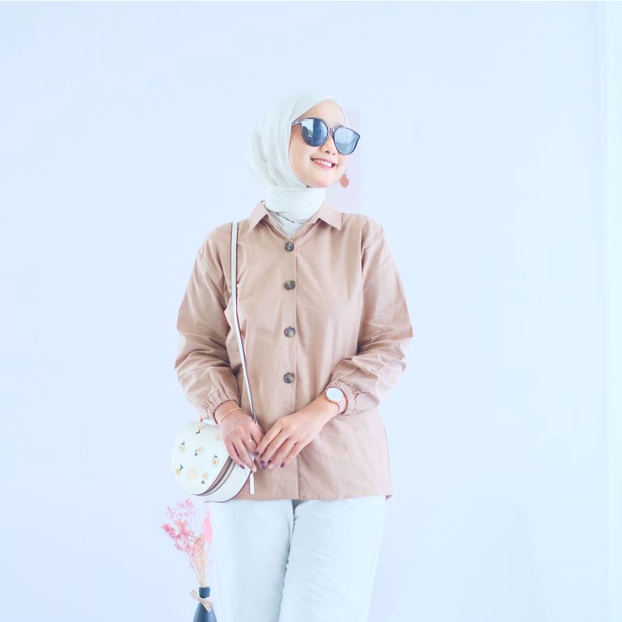 (MSB) KEMEJA ASHA OVERSIZE BLOUSE ATASAN WANITA OVERSIZE RAMI LINEN