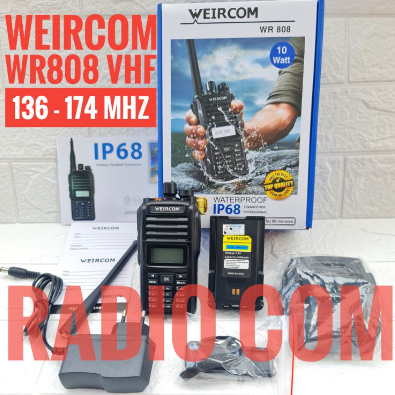 HT WEIRCOM WR808 VHF 136 - 174 MHz 10 WATT WATERPROOF IP68 / HT ANTI AIR WEIRCOM WR808 WR 808 VHF POWER 10 WATT WATERPROOF ORIGINAL